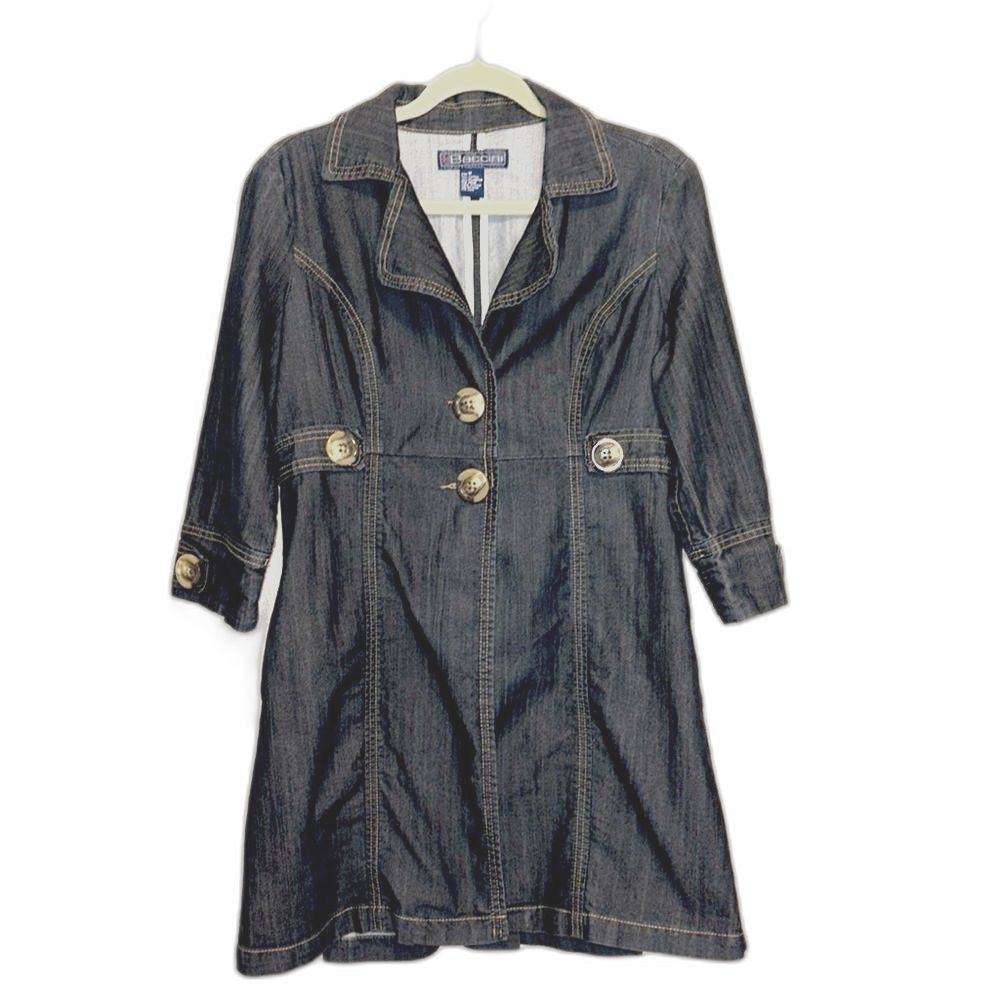 Baccini Women’s Mid Length Denim Jean Jacket | size M